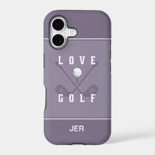 Golfer Clubs Sport Pro Ball Typography Purple