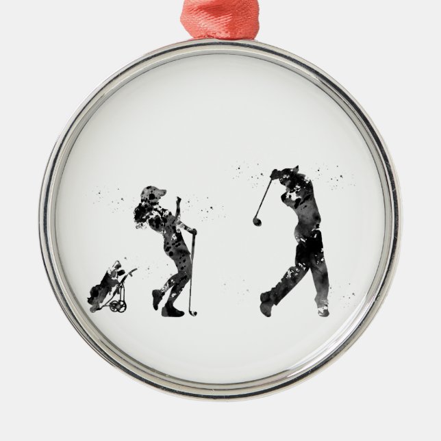 Golfer couple metal ornament (Front)