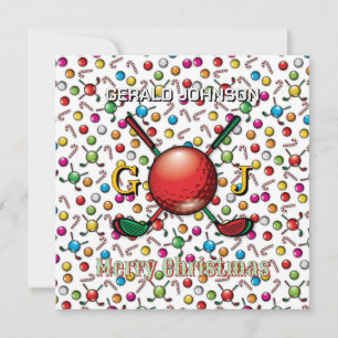 Golfer Customized Christmas Monogram Design Holiday Card