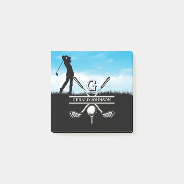 Golfer Customized Monogram Design Post-it Notes (Front)
