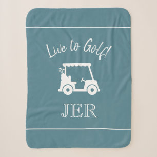 Golfer Cute Golf Cart Monogrammed Initials Green Sherpa Blanket
