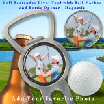 Golfer Dad Father Daughter Personalized Photo Golf Divot Tool<br><div class="desc">Introducing the perfect gift for the golf lover in your life - a modern and simple golf divot tool, golf marker, and beer bottle opener all in one! This magnetic tool is designed to be the ultimate accessory for any golfer and features a sleek and stylish design that is sure...</div>