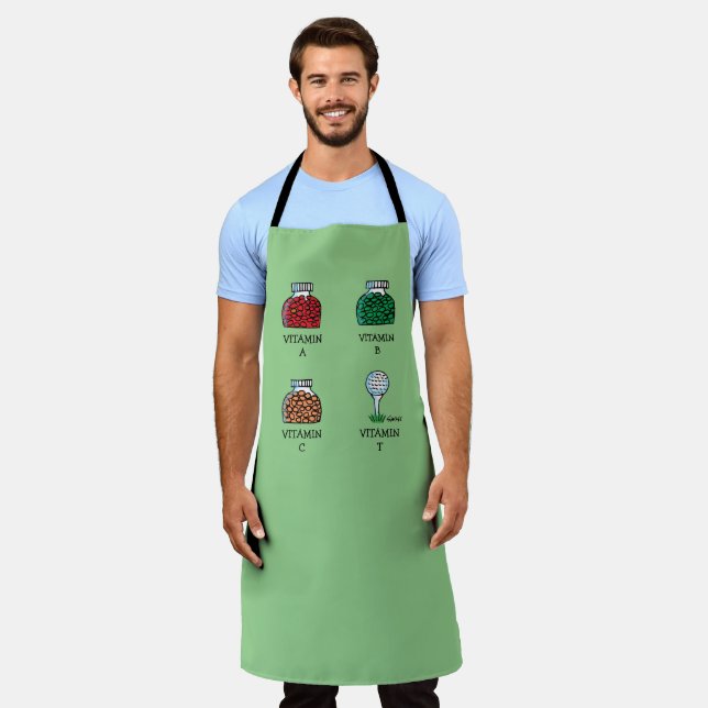 Golfer Dad Funny Vitamins Apron (Worn)