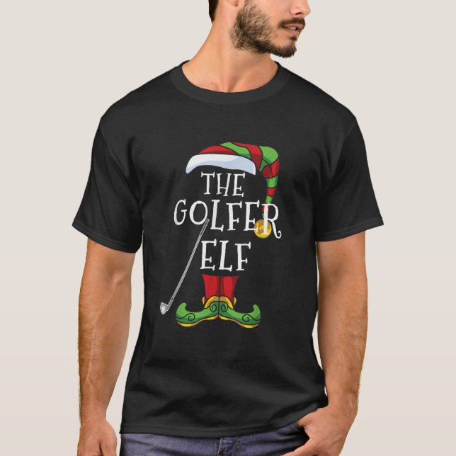Golfer Elf Golf Family Matching Christmas Group Fu T-Shirt (Front)