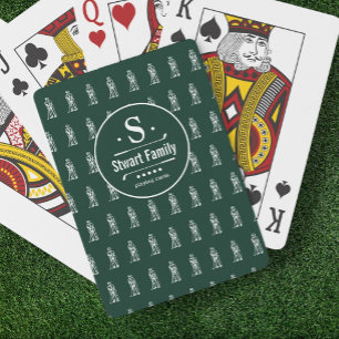 Golfer Family Logo / Monogram Green Playing Cards