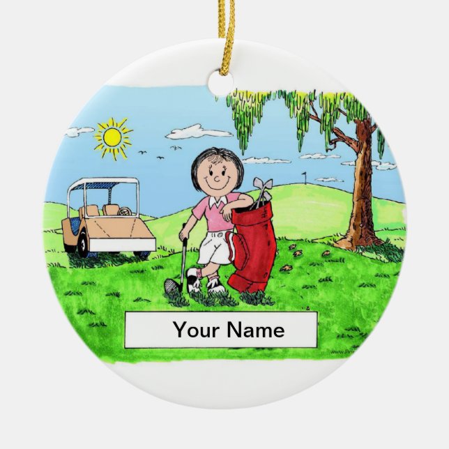 Golfer - Female Ceramic Ornament (Front)