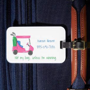 Golfer Funny Preppy Golf Cart Custom  Luggage Tag