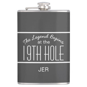 Golfer Funny Sports Pro Classic Monogram Game Grey Hip Flask