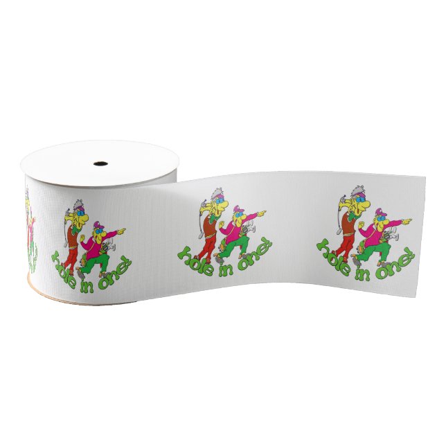 Golfer getting a Hole in one Grosgrain Ribbon (Spool)