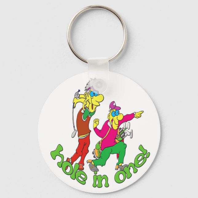 Golfer getting a Hole in one Keychain (Front)