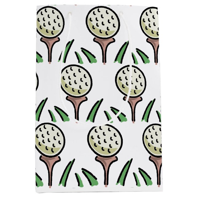 Golfer Gift Oversized Golf Balls Gold Tees Medium Gift Bag (Front)