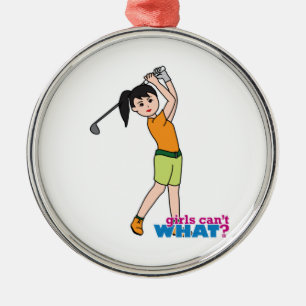 Golfer-girl 1 metal ornament