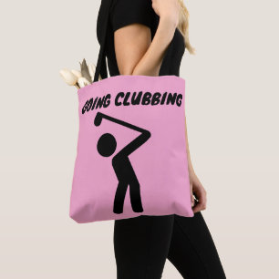 GOLFER GIRL GOLF GOING CLUBBING PINK TOTE  BAG