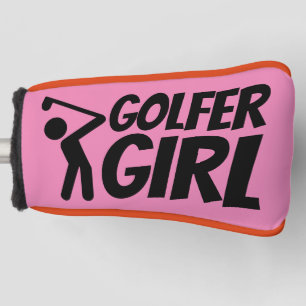 GOLFER GIRL PINK PUTTER GOLF HEAD COVER