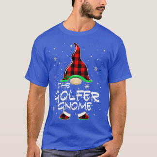 Golfer Gnome Buffalo Plaid Matching Family Christm T-Shirt