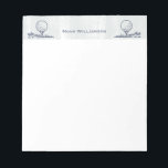 Golfer Golf Ball Retro Monogram Name Notepad<br><div class="desc">Old school retro art sketch of a golf ball sitting on a golf tee. Perfect office or home desk accessory for your favourite golfer.</div>