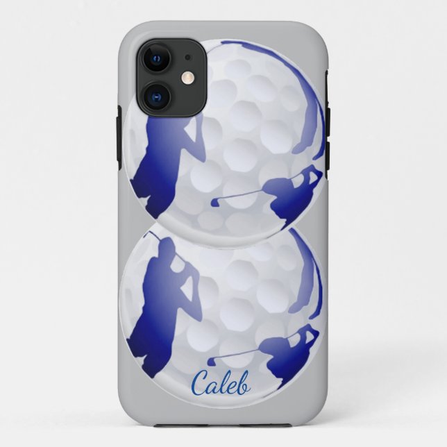 Golfer Golf Ball with Man Golfing Custom Name Case-Mate iPhone Case (Back)