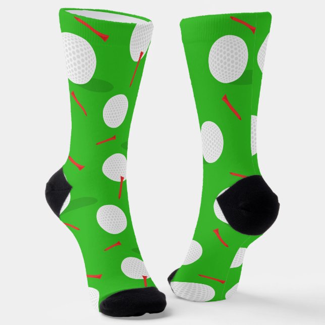 Golfer Golf Balls and Tees Fun Socks (Angled)