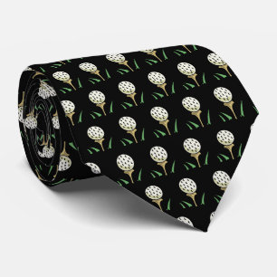 Golfer Golf Balls Gold Tees on Black Tie