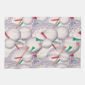 Golfer; Golf Balls & Tees Pattern Kitchen Towel