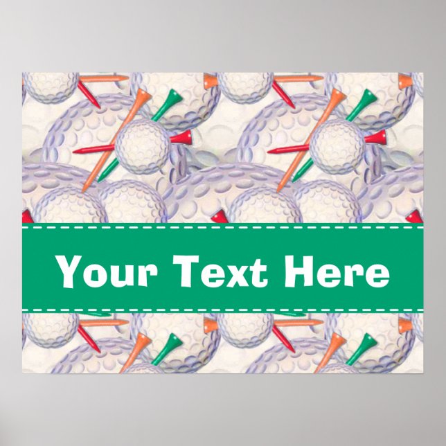 Golfer; Golf Balls & Tees Pattern Poster (Front)