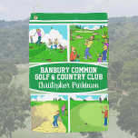 Golfer & Golf Club Name with 4 Funny Cartoons Golf Towel<br><div class="desc">Golf Club Towel. Four funny golf cartoons showing various stages of a round of golf. Tee off,  lucky long shot,  sand trap incident,  and missed putt. Personalize the product with your own golfer name choice as well as the name of the golf club.</div>