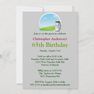 Golfer Golf Golfing 65th Birthday Invitation