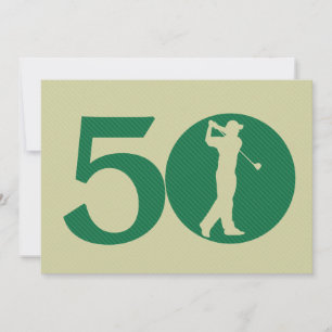 Golfer Golf Green Khaki 50th Birthday Invitation