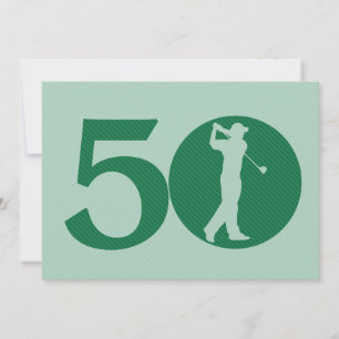 Golfer Golf Green Mint 50th Birthday Invitation