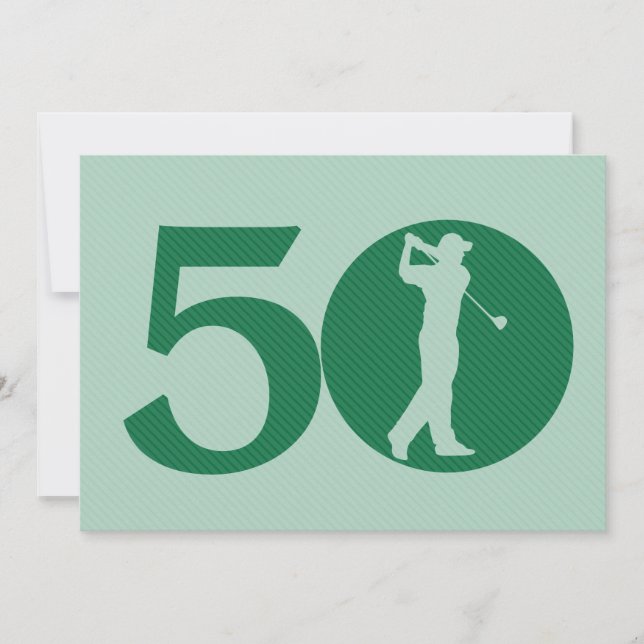 Golfer Golf Green Mint 50th Birthday Invitation (Front)