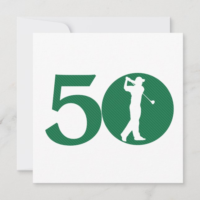 Golfer Golf Green White 50th Birthday Invitation (Front)