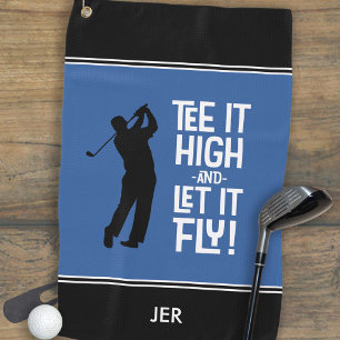 Golfer Golf Humour Funny Sports Monogram Black Blu Towel