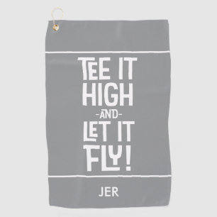 Golfer Golf Humour Funny Sports Monogrammed Grey Golf Towel