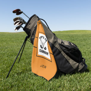 Golfer Golf Modern Monogram Pro Sport Orange Black Towel