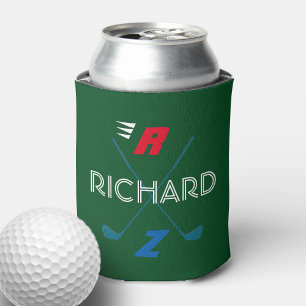 Golfer golf monogram can cooler