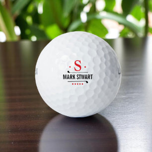 Golfer golf-player Classy Red Monogram Golf Balls