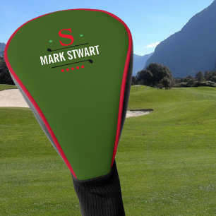 golfer / golf-player monogram green golf head cover