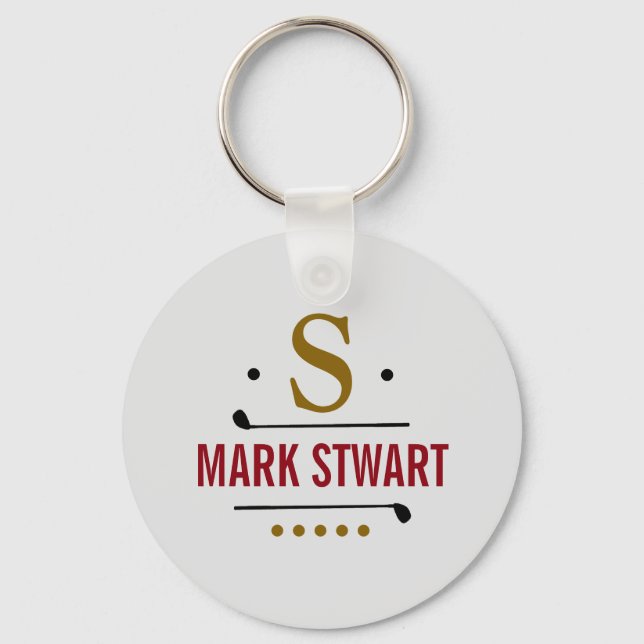 golfer / golf-player monogram  keychain (Front)