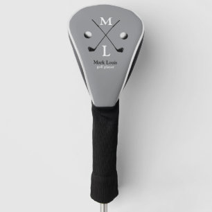 Golfer Golf-Player Name Monogrammed Grey Golf Head Cover
