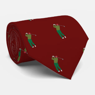 Golfer /Golf Player Silhouette Neck Tie Pattern