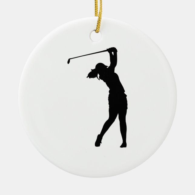 Golfer Golf Sports Person Silhouette  Snow Globe Ceramic Ornament (Front)