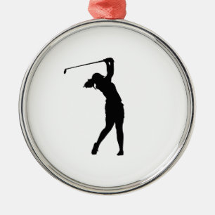 Golfer Golf Sports Person Silhouette  Snow Globe Metal Ornament