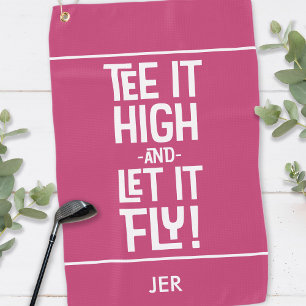 Golfer Golf Tee Humour Funny Sports Monogram Pink Towel