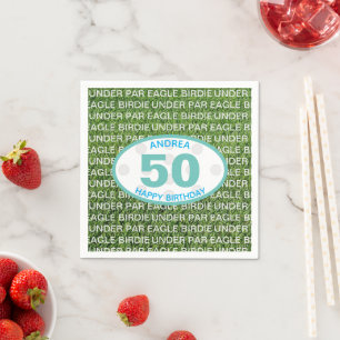 Golfer Green Eagle Birdie Par 50th Birthday Napkin