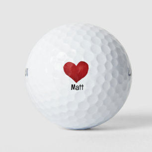 Golfer Happy Valentine's Day with love red heart   Golf Balls