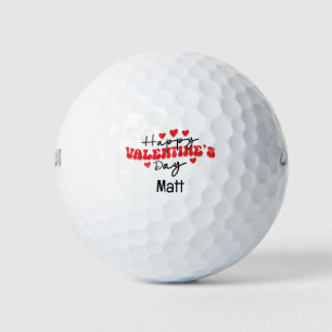 Golfer Happy Valentine's Day with love red heart   Golf Balls