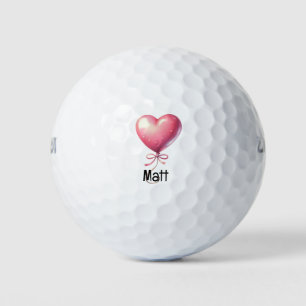 Golfer Happy Valentine's Day with love red heart   Golf Balls
