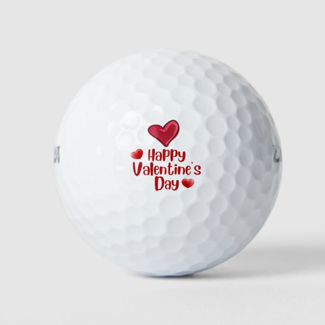 Golfer Happy Valentine's Day with love red heart   Golf Balls (Front)