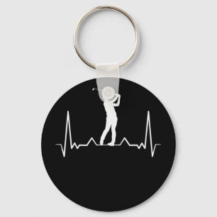 Golfer Heartbeat Keychain
