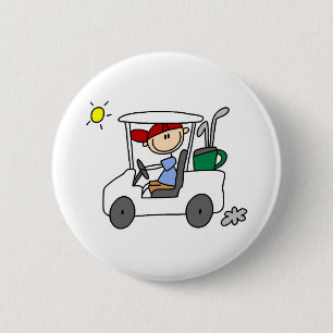 Golfer in Golf Cart 2 Inch Round Button